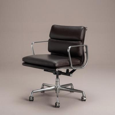 Charles Ray Eames Eames Soft Pad Management Chairs in Espresso Leather by Herman Miller