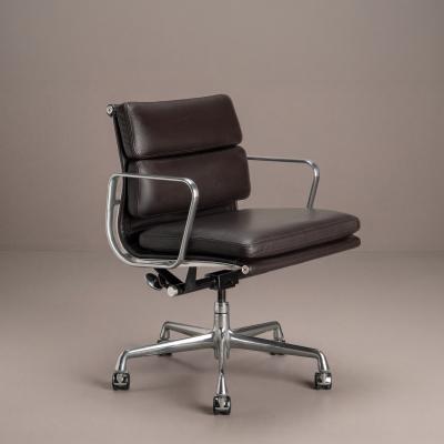 Charles Ray Eames Eames Soft Pad Management Chairs in Espresso Leather by Herman Miller
