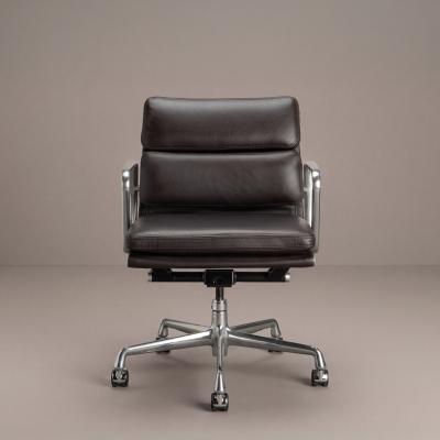 Charles Ray Eames Eames Soft Pad Management Chairs in Espresso Leather by Herman Miller