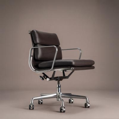 Charles Ray Eames Eames Soft Pad Management Chairs in Espresso Leather by Herman Miller