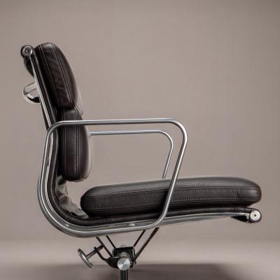 Charles Ray Eames Eames Soft Pad Management Chairs in Espresso Leather by Herman Miller