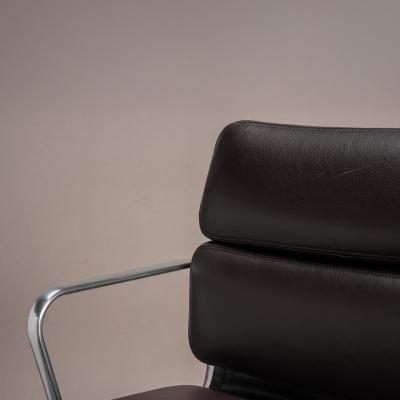 Charles Ray Eames Eames Soft Pad Management Chairs in Espresso Leather by Herman Miller