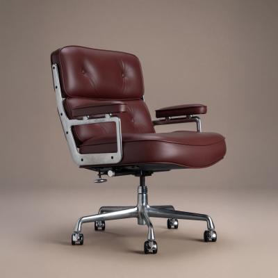 Charles Ray Eames Eames Time Life Executive Chair in Original Bordeaux Leather by Herman Miller