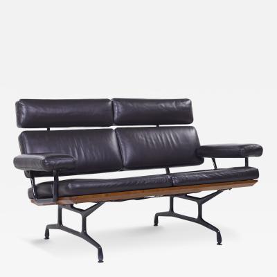 Charles Ray Eames Eames for Herman Miller Model ES108 Mid Century Leather and Walnut Two Seat Sofa