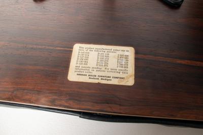 Charles Ray Eames Early 1st Generation Eames Lounge Chair and Ottoman in Rosewood Black Leather