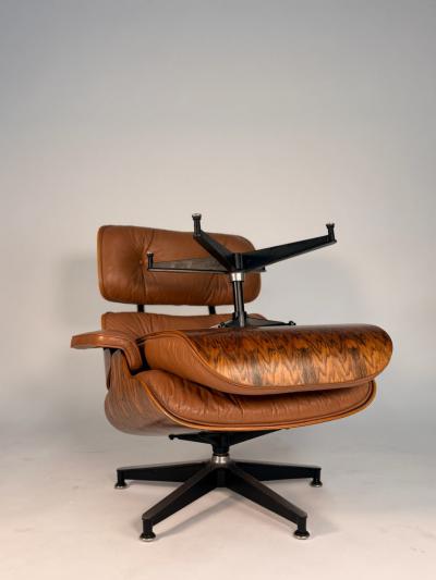 Charles Ray Eames Early 3rd Generation Eames Lounge Chair and Ottoman in Rosewood Tan Leather