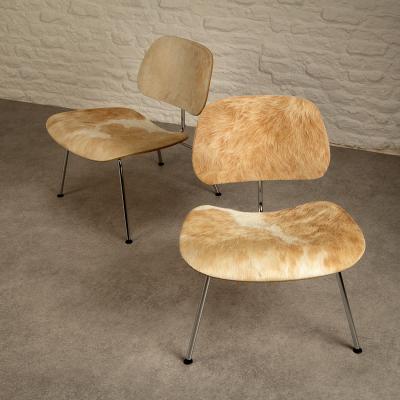 Charles Ray Eames Pair of Eames LCM Chairs in Calf s Skin for Vitra