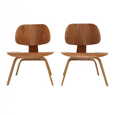 Charles Ray Eames Pair of LCW Chairs by Charles and Ray Eames for Evans 1940s