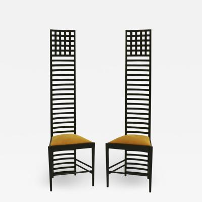 Charles Rennie Mackintosh Mid Century Modern Mackintosh 292 Hill House 1 Italian Pair of Ashwood Chairs