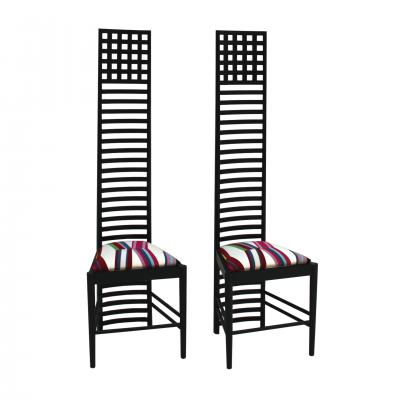 Charles Rennie Mackintosh Mid Century Modern Mackintosh 292 Hill House 1 Italian Pair of Ashwood Chairs