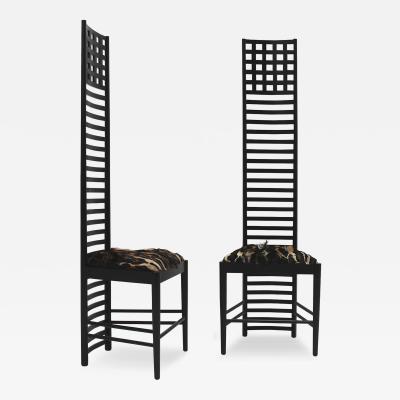 Charles Rennie Mackintosh Mid Century Modern Mackintosh 292 Hill House 1 Italian Pair of Ashwood Chairs
