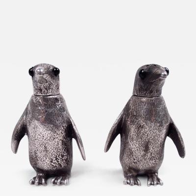 Charles Richard Comyns Classic Waddling Penguin English Sterling Silver Salt Pepper Shakers