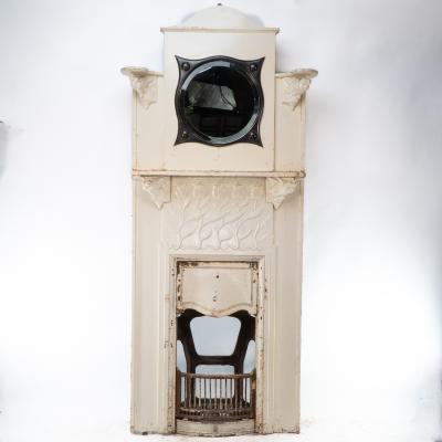 Charles Robert Ashbee C R Ashbee Attributed Arts Craft Cast Iron Fireplace with Eight Kissing Doves