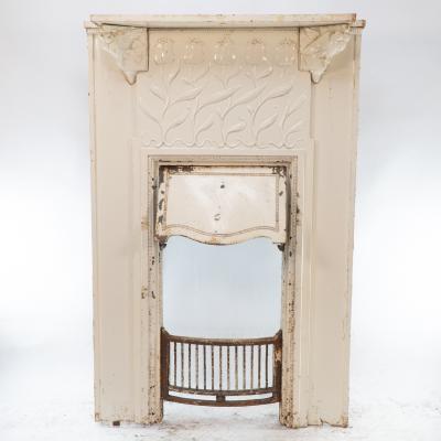 Charles Robert Ashbee C R Ashbee Attributed Arts Craft Cast Iron Fireplace with Eight Kissing Doves