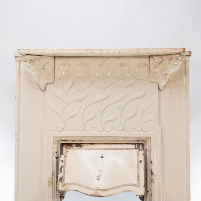 Charles Robert Ashbee C R Ashbee Attributed Arts Craft Cast Iron Fireplace with Eight Kissing Doves