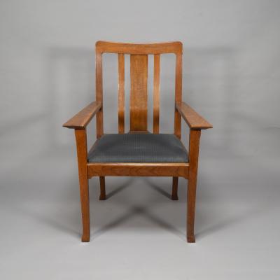 Charles Robert Ashbee C R Ashbee for the Guild of Handicraft A Rare Arts Crafts Oak Armchair