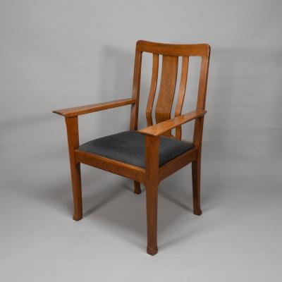 Charles Robert Ashbee C R Ashbee for the Guild of Handicraft A Rare Arts Crafts Oak Armchair