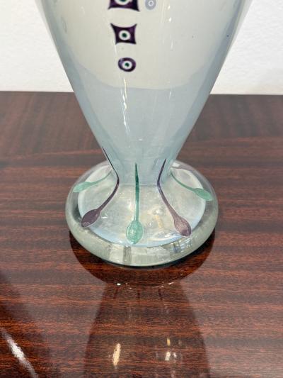 Charles Schell Corson Art Deco Hand Enameled Glass Vase by Charles Schneider France 1920