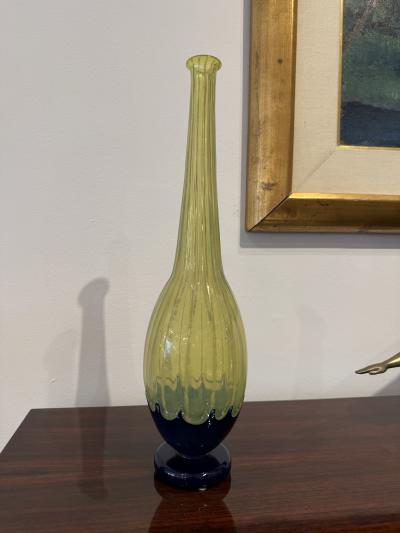 Charles Schneider Art Deco Glass Vase by Charles Schneider Neon Yellow Blue 1922