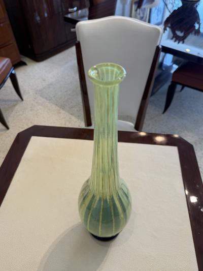 Charles Schneider Art Deco Glass Vase by Charles Schneider Neon Yellow Blue 1922