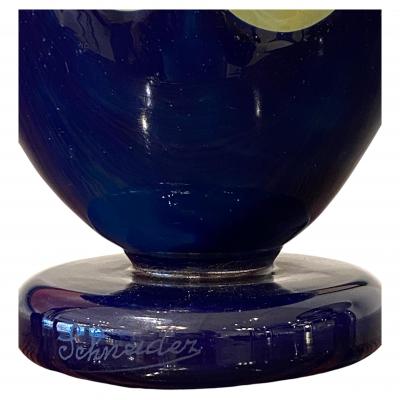 Charles Schneider Art Deco Glass Vase by Charles Schneider Neon Yellow Blue 1922