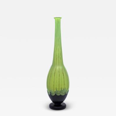 Charles Schneider Art Deco Glass Vase by Charles Schneider Neon Yellow Blue 1922