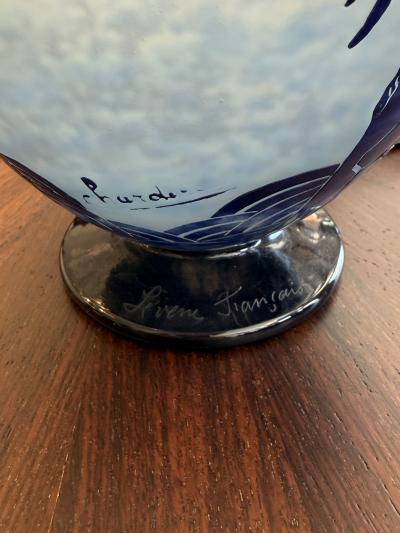 Charles Schneider Art Deco Glass Vase by Charles Schneider Palmier Bleu Design 1927