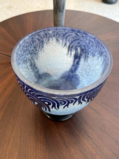 Charles Schneider Art Deco Glass Vase by Charles Schneider Palmier Bleu Design 1927
