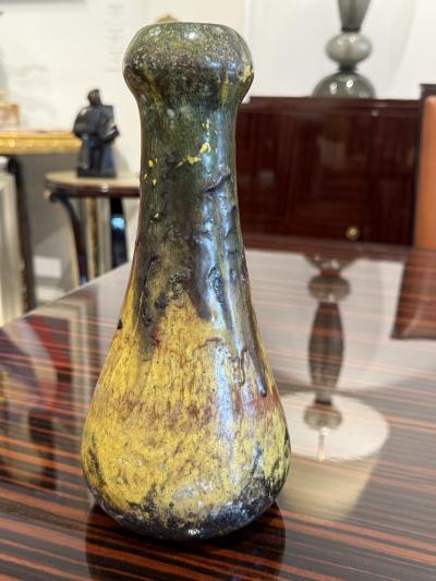 Charles Schneider Art Deco Melted Colors Glass Vase by Charles Schneider