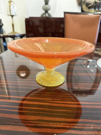 Charles Schneider Art Deco Tazza by Charles Schneider Red Tango Glass France 1928