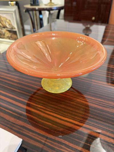 Charles Schneider Art Deco Tazza by Charles Schneider Red Tango Glass France 1928