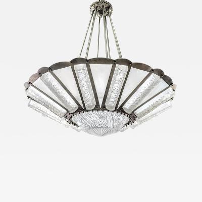 Charles Schneider French Art Deco Chandelier by Schneider Pair Available 