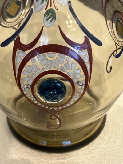 Charles Schneider French Art Deco Hand Enameled Glass Vase by Charles Schneider 1922