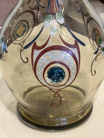 Charles Schneider French Art Deco Hand Enameled Glass Vase by Charles Schneider 1922