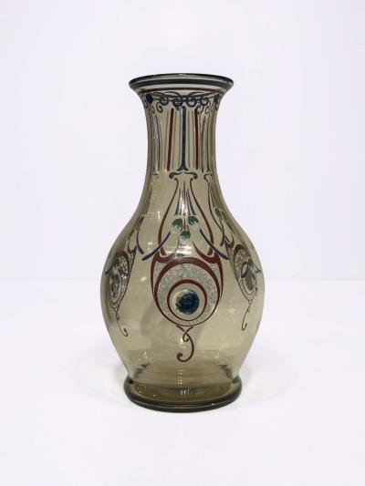 Charles Schneider French Art Deco Hand Enameled Glass Vase by Charles Schneider 1922