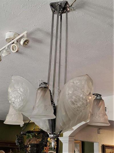 Charles Schneider French Schneider Art Deco Chandelier