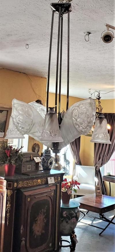 Charles Schneider French Schneider Art Deco Chandelier