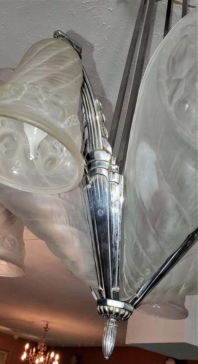 Charles Schneider French Schneider Art Deco Chandelier
