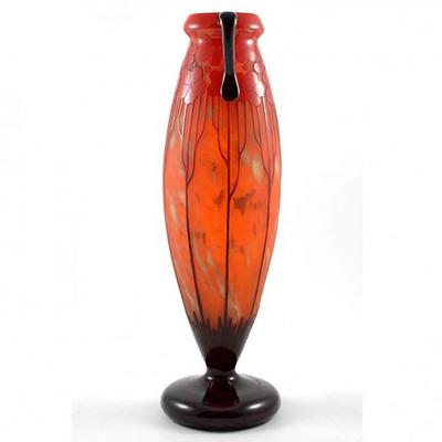Charles Schneider Le Verre Francais Cardimine Cameo Glass Vase