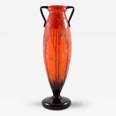 Charles Schneider Le Verre Francais Cardimine Cameo Glass Vase