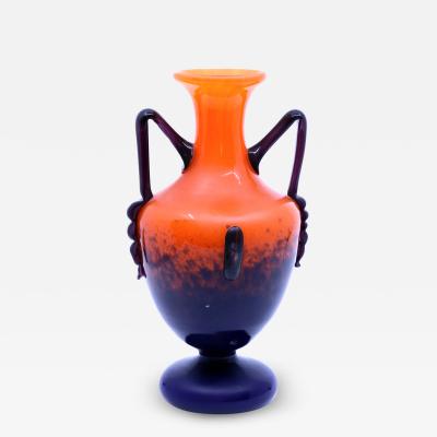 Charles Schneider Orange Art Deco Vase by Charles Schnedier