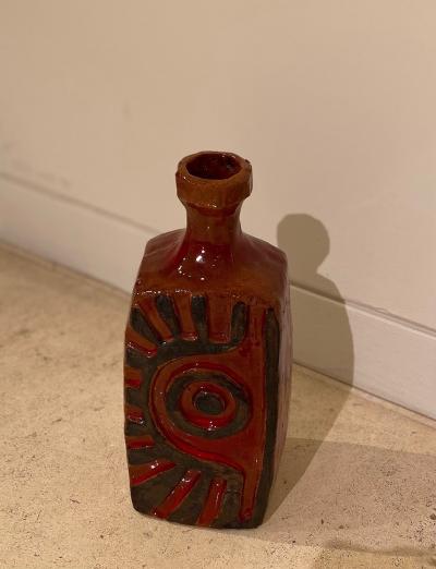 Charles Sucsan RED GLAZED CERAMIC VASE BY CHARLES SUCSAN