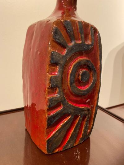 Charles Sucsan RED GLAZED CERAMIC VASE BY CHARLES SUCSAN