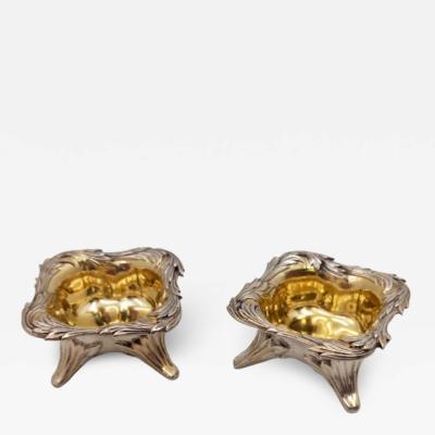 Charles T Grosjean Rare Tiffany Co Sterling Silver Chrysanthemum Pattern Pair of 1879 Open Salts