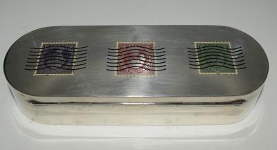Charles Thomae Sterling Silver Enamel Stamp Box