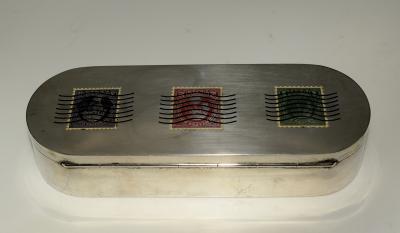 Charles Thomae Sterling Silver Enamel Stamp Box