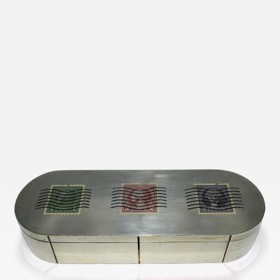 Charles Thomae Sterling Silver Enamel Stamp Box