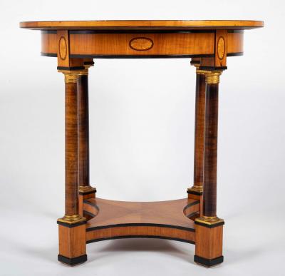 Charles X Satinwood Round Four Column Center Table