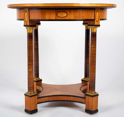 Charles X Satinwood Round Four Column Center Table