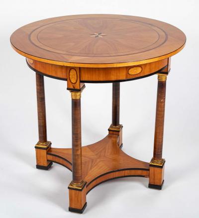 Charles X Satinwood Round Four Column Center Table